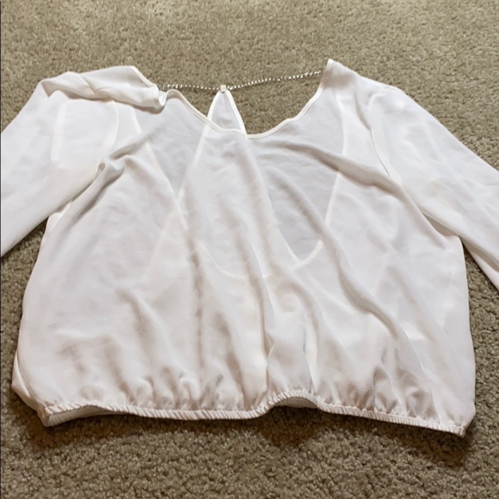 Long sleeve sheer white shirt